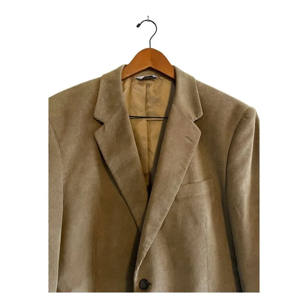 Joseph &‎ Feiss Corduroy Blazer Men's Size 44L Brown Tan 2-Button Single Vented